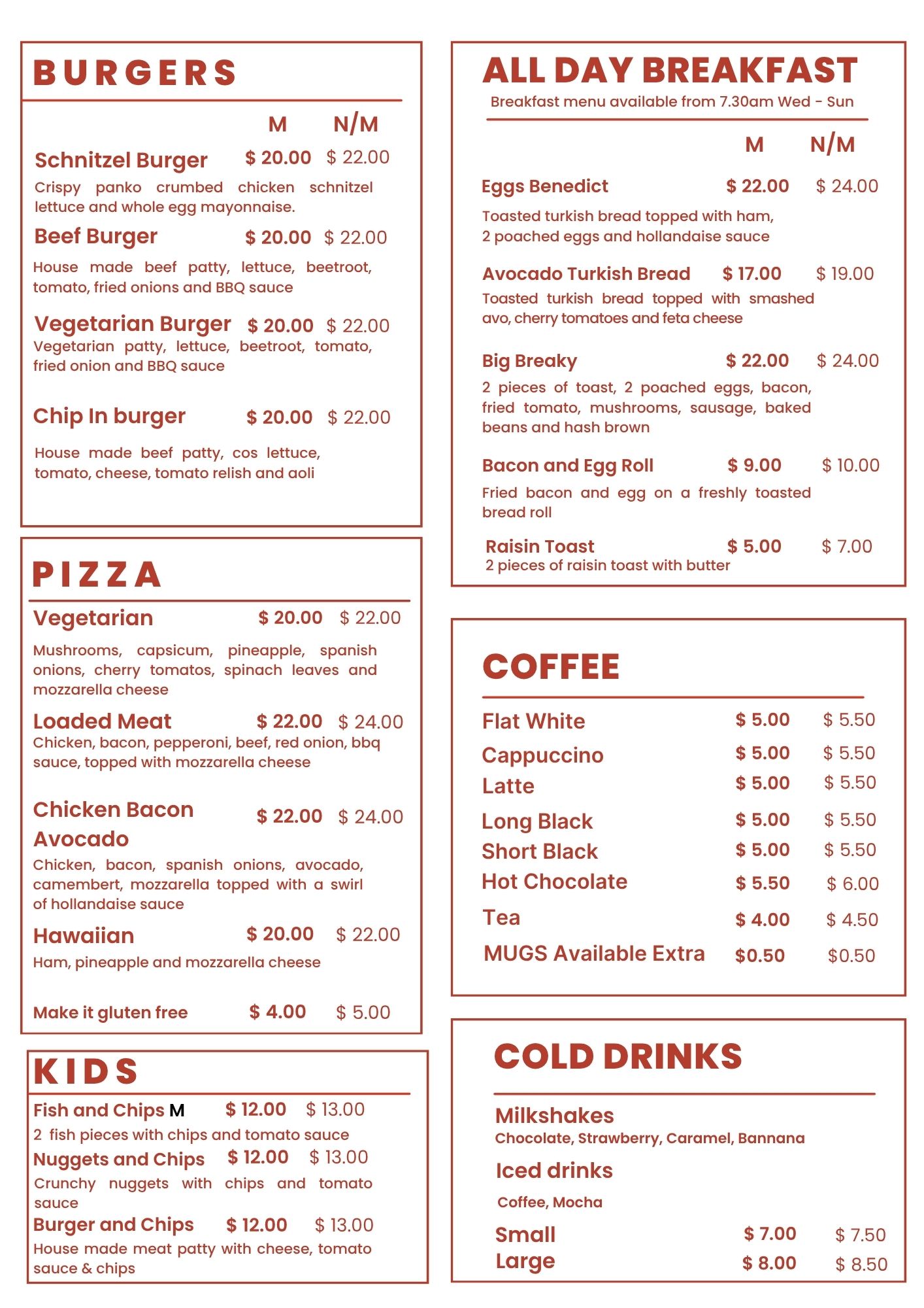 Chip In Cafe Menu Page 2